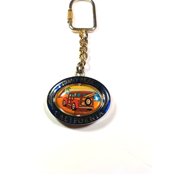 Pismo Beach California Spinner Keychain Metal Gold Tone - Picture 6 of 6
